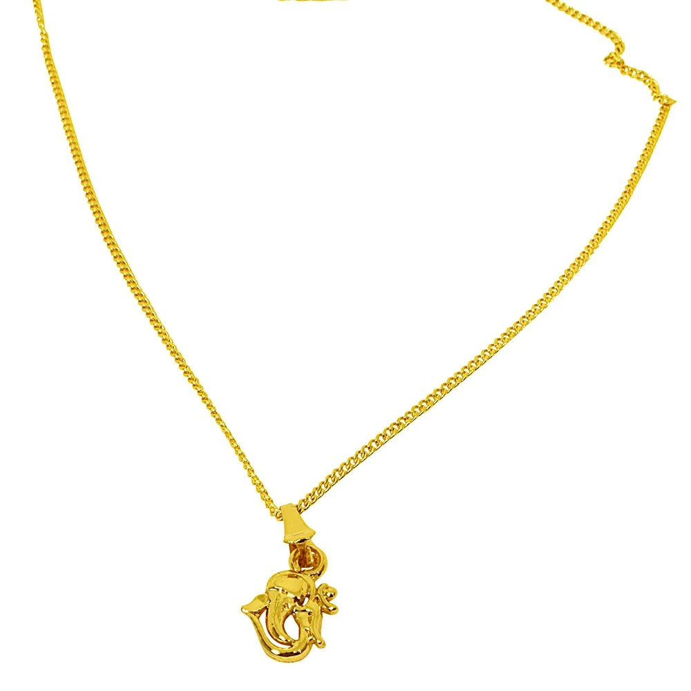 Mini Ganpati Gold Plated Religious Pendant with Chain (SDS274)