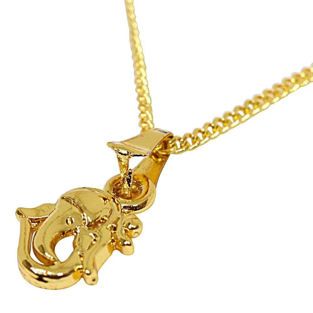 Mini Ganpati Gold Plated Religious Pendant with Chain (SDS274)