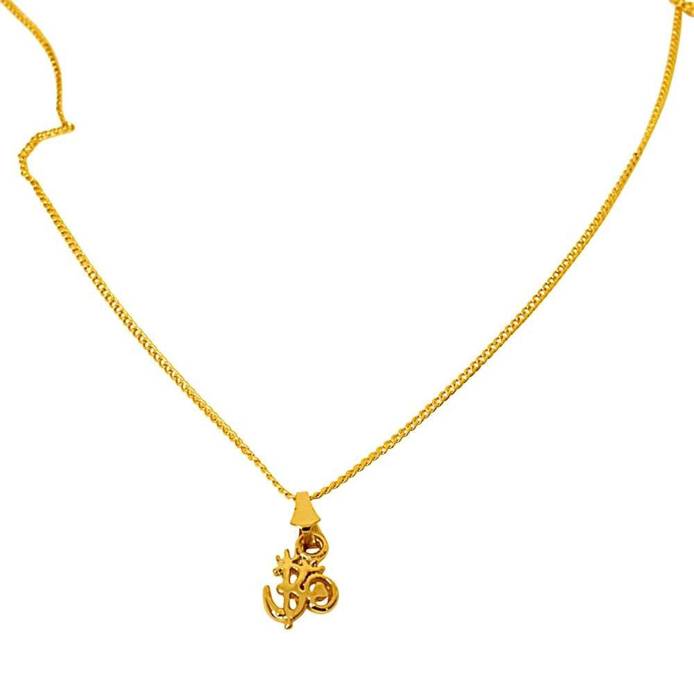 Mini OM Gold Plated Religious Pendant with Chain (SDS275)