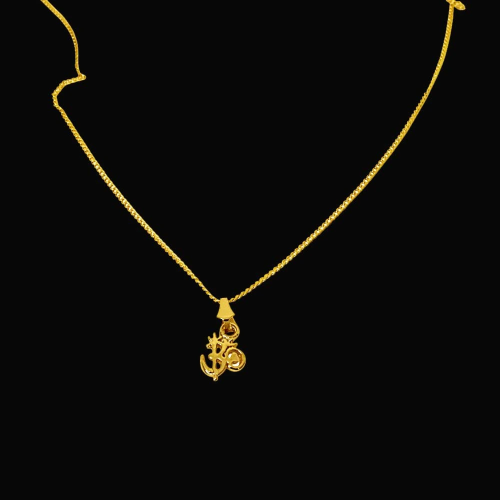 Mini OM Gold Plated Religious Pendant with Chain (SDS275)