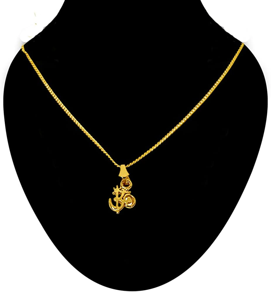 Mini OM Gold Plated Religious Pendant with Chain (SDS275)