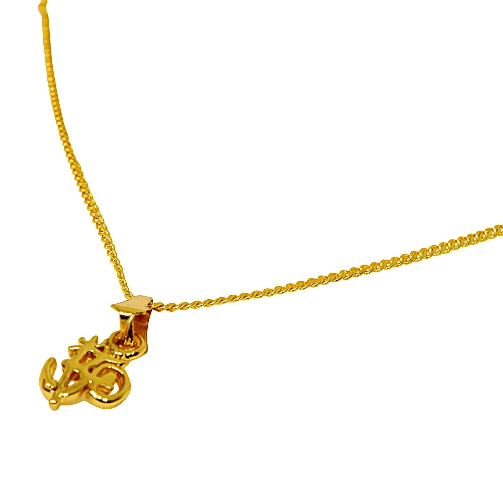 Mini OM Gold Plated Religious Pendant with Chain (SDS275)