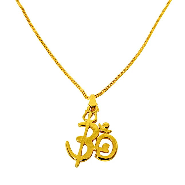 Mini OM Gold Plated Religious Pendant with Chain (SDS275)