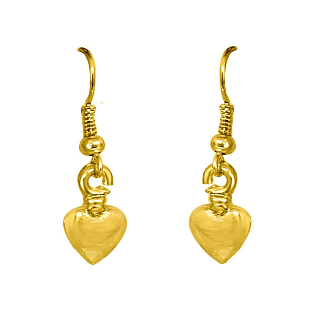 Heart Shaped Gold Plated Wire Hanging Earrings for Girls (SDS292)