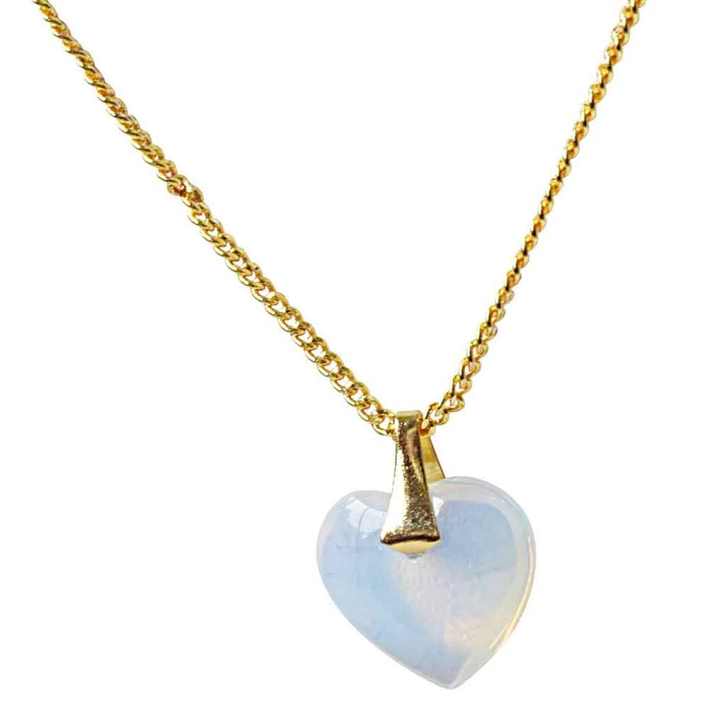 Heart Shaped White Stone and Gold Plated Pendant for Girls with Chain (SDS315)