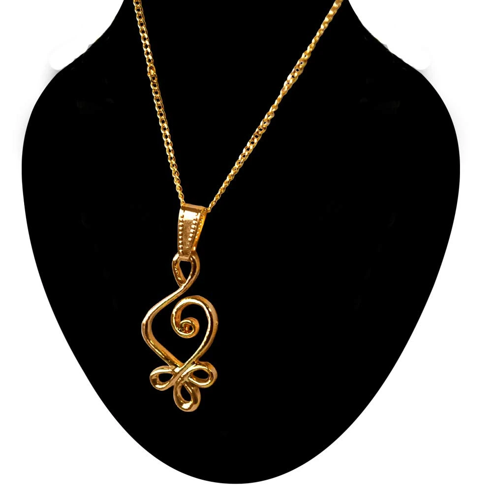 Hanging Curves - Gold Plated Pendant for Everyday wear for Women (SDS316)