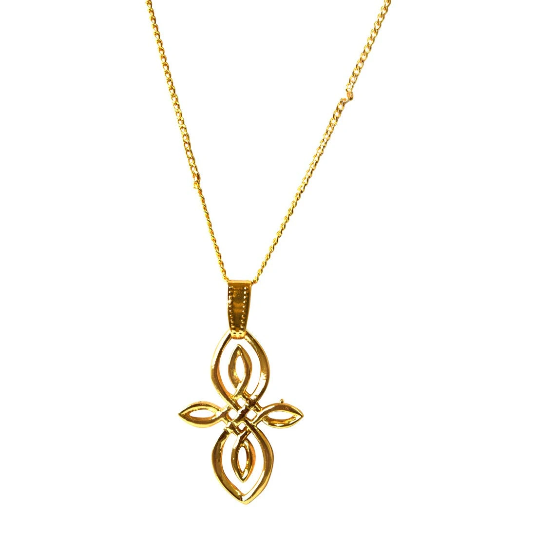 Party Wear Fancy Shape Gold Plated Pendant with Chain