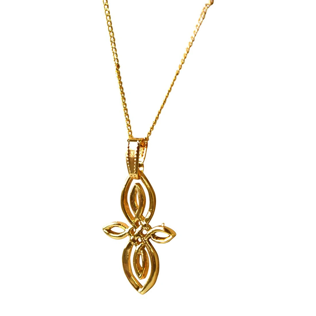 Party Wear Fancy Shape Gold Plated Pendant with Chain (SDS317)