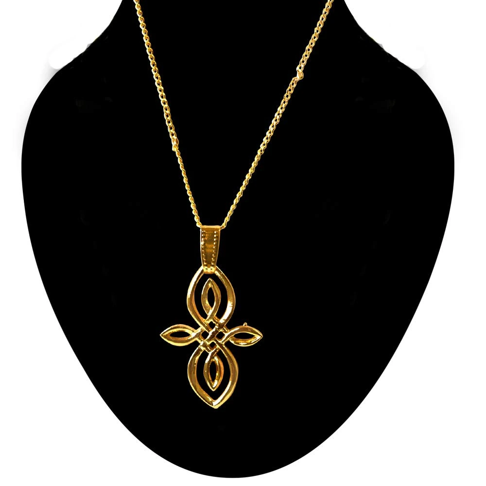 Party Wear Fancy Shape Gold Plated Pendant with Chain (SDS317)