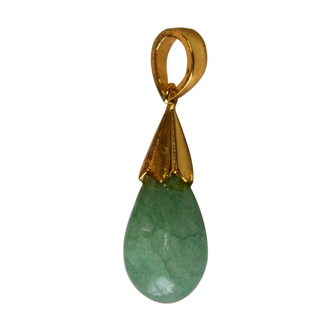 10.09 cts Real Drop Green Onyx Sterling Silver Pendant with Gold Finished Chain for Women (SDS319-10.09cts)