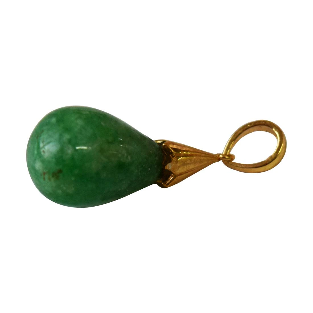 13.68 cts Real Drop Green Onyx Sterling Silver Pendant with Gold Finished Chain for Women (SDS319-13.68cts)