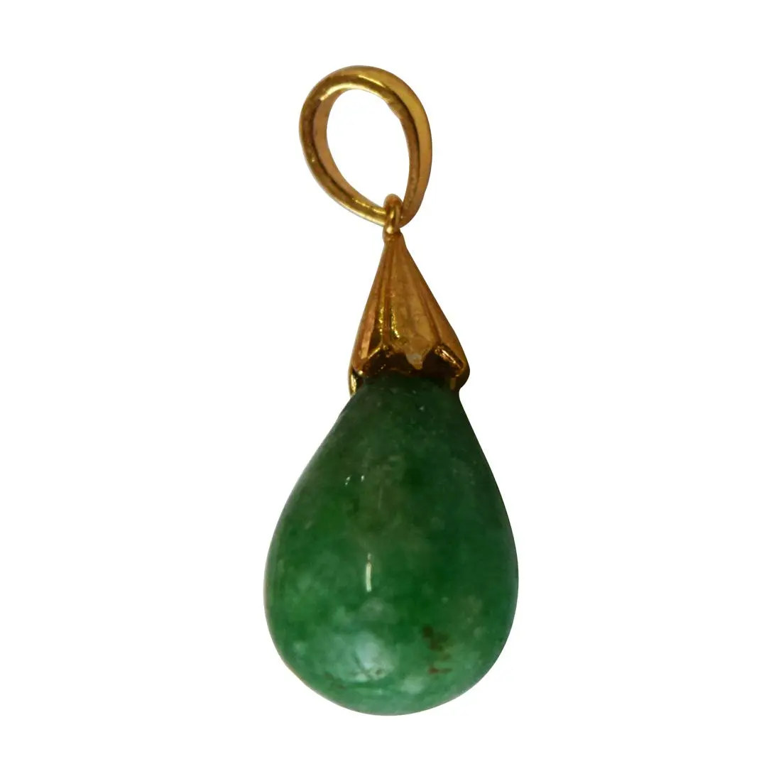 13.68 cts Real Drop Green Onyx Sterling Silver Pendant with Gold Finished Chain for Women (SDS319-13.68cts)