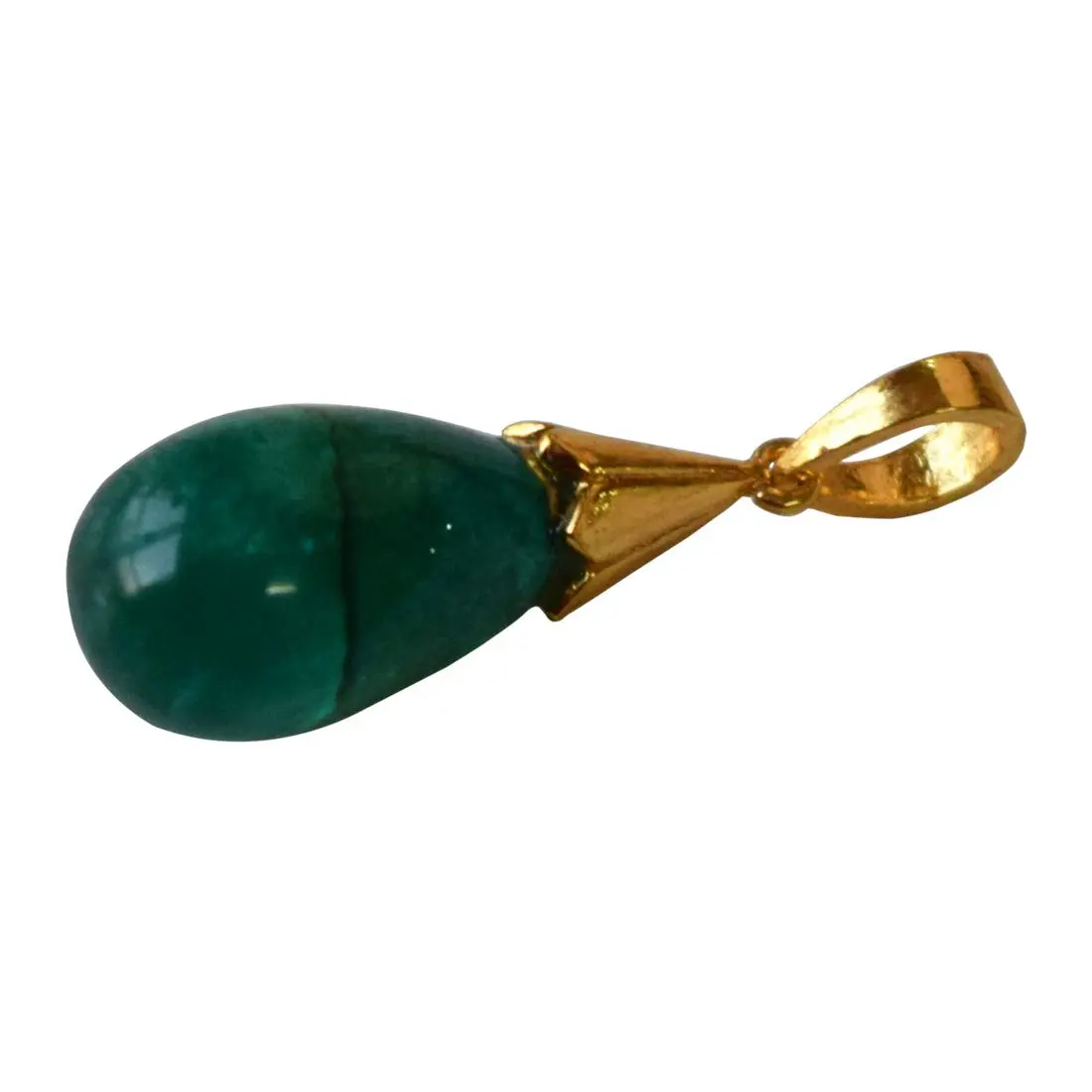 19.30 cts Real Drop Green Onyx Sterling Silver Pendant with Gold Finished Chain for Women (SDS319-19.38cts)