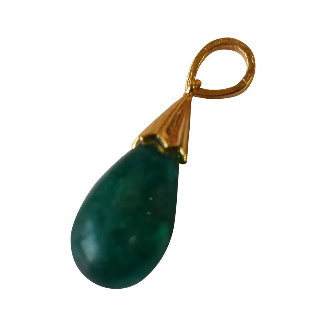 19.30 cts Real Drop Green Onyx Sterling Silver Pendant with Gold Finished Chain for Women (SDS319-19.38cts)