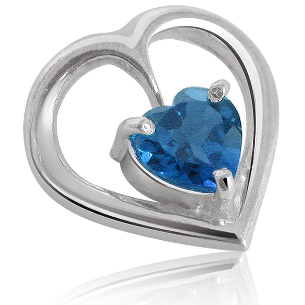 Topaz Temptation - Heart Shaped Blue Topaz & Sterling Silver Pendant for Girls (SDS43)