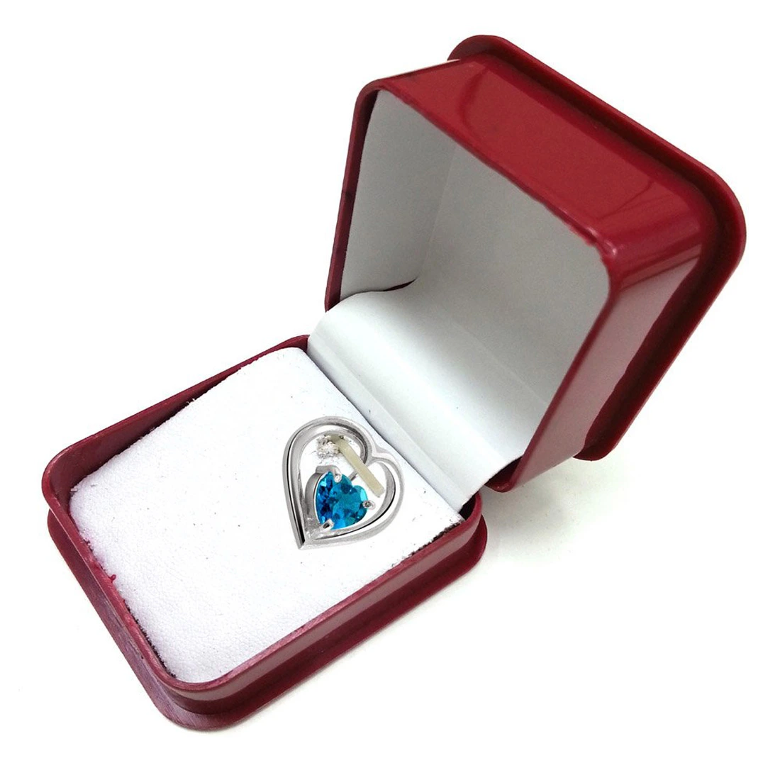 Topaz Temptation - Heart Shaped Blue Topaz & Sterling Silver Pendant for Girls (SDS43)