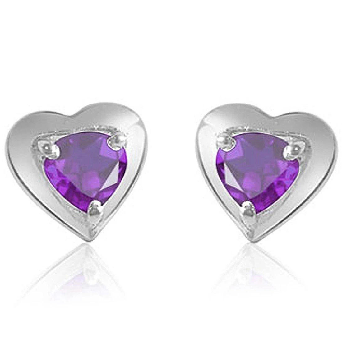 Loving You - Heart Shaped Purple Amethyst & Sterling Silver Earrings for Women (SDS50)