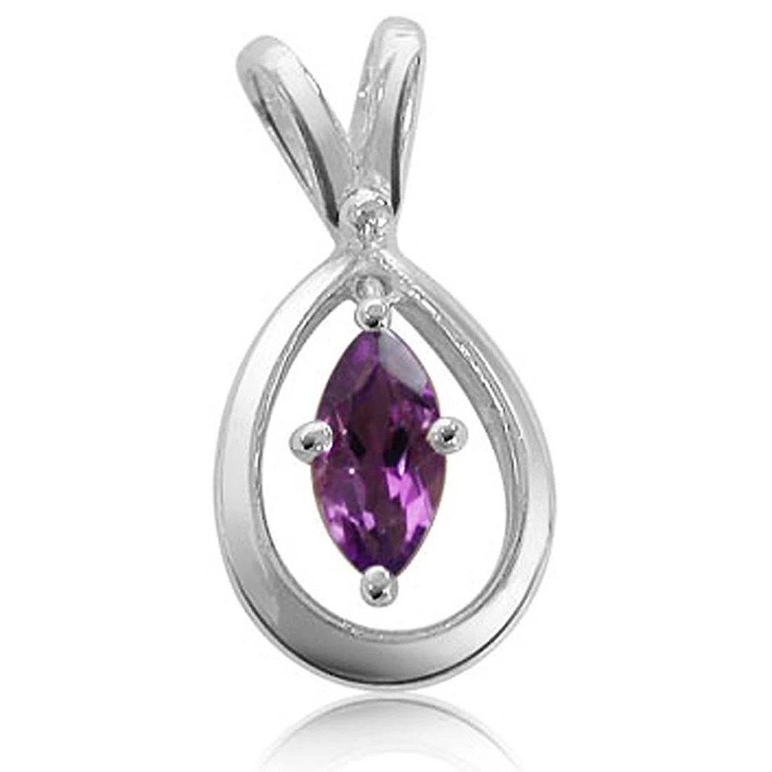 Exceptional - Marquise Shaped Amethyst & Sterling Silver Pendant for Girls (SDS58)