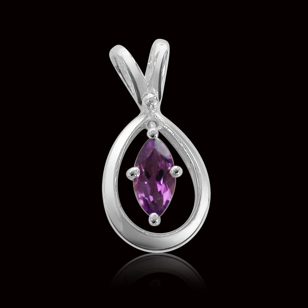 Exceptional - Marquise Shaped Amethyst & Sterling Silver Pendant for Girls (SDS58)