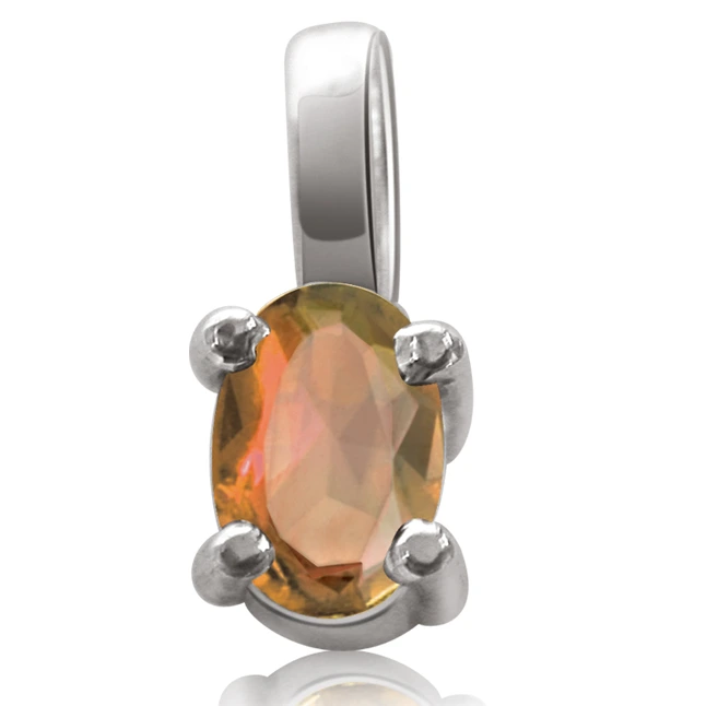 Marvelous Maiden - Real Oval Shaped Golden Topaz Sterling Silver Pendant (SDS63)