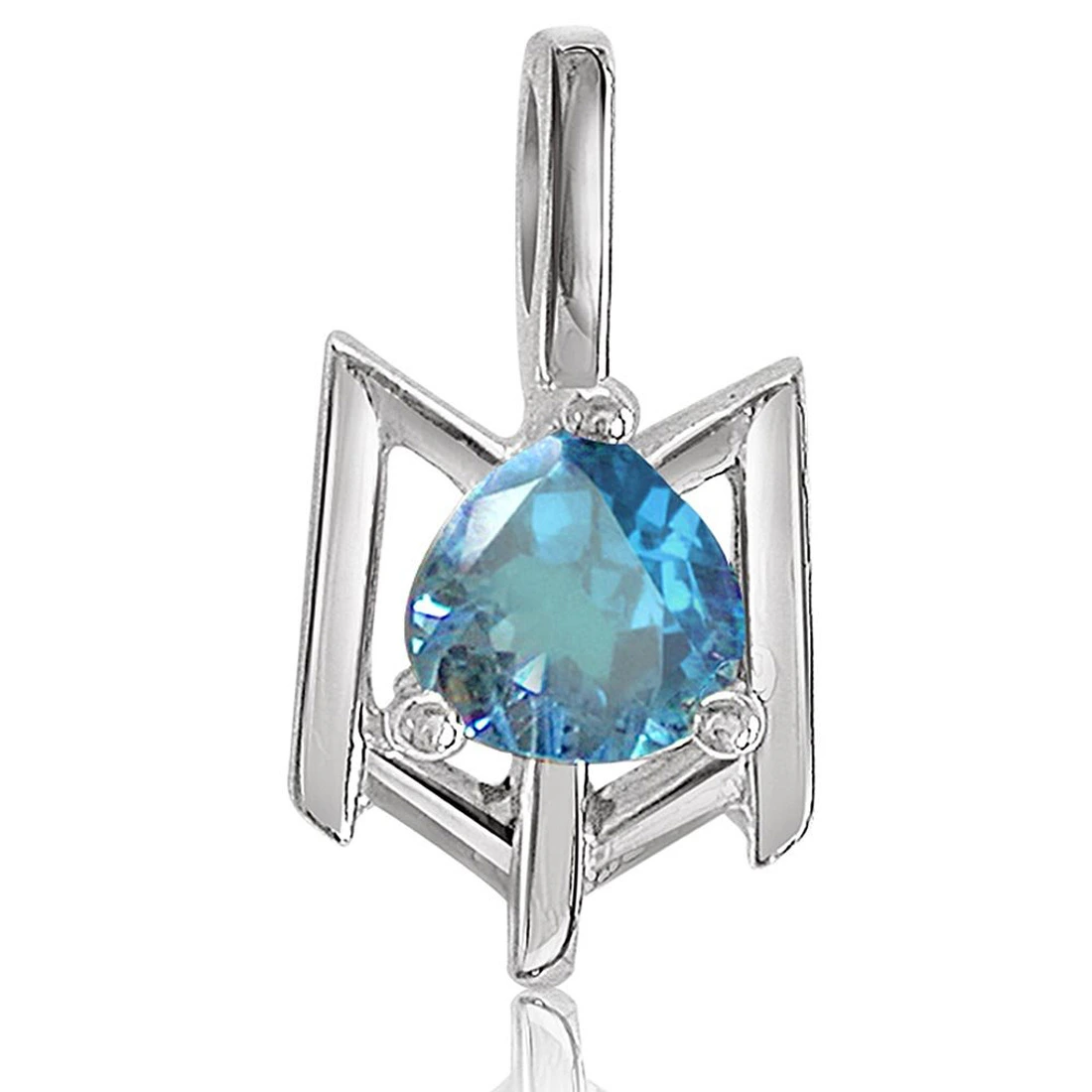 Beguiling Blue - Heart Shaped Blue Topaz & Sterling Silver Pendant for Girls (SDS66)