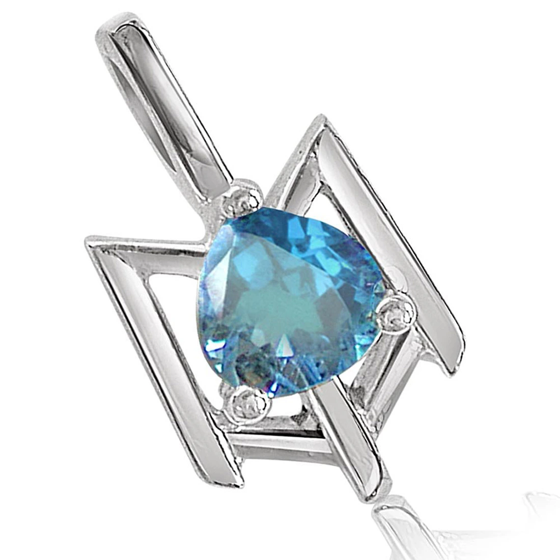 Beguiling Blue - Heart Shaped Blue Topaz & Sterling Silver Pendant for Girls (SDS66)