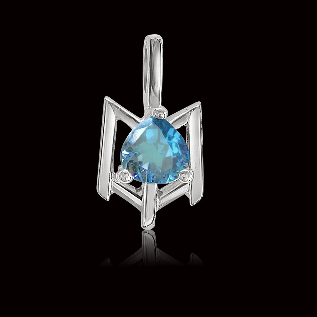 Beguiling Blue: Heart Shaped Blue Topaz & Sterling Silver Pendant for Girls (SDS66)