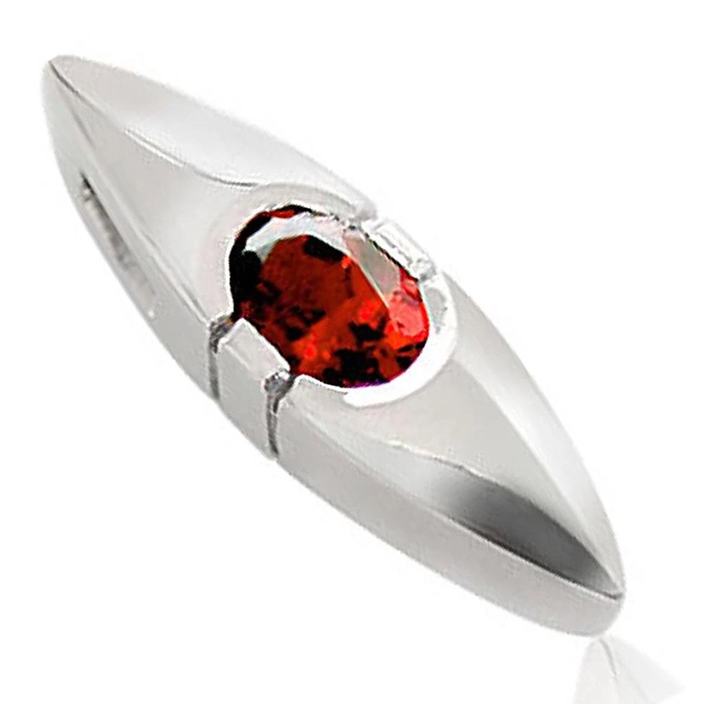 Marquise shape Oval Red Garnet & Sterling Silver Pendant for Girls (SDS84)