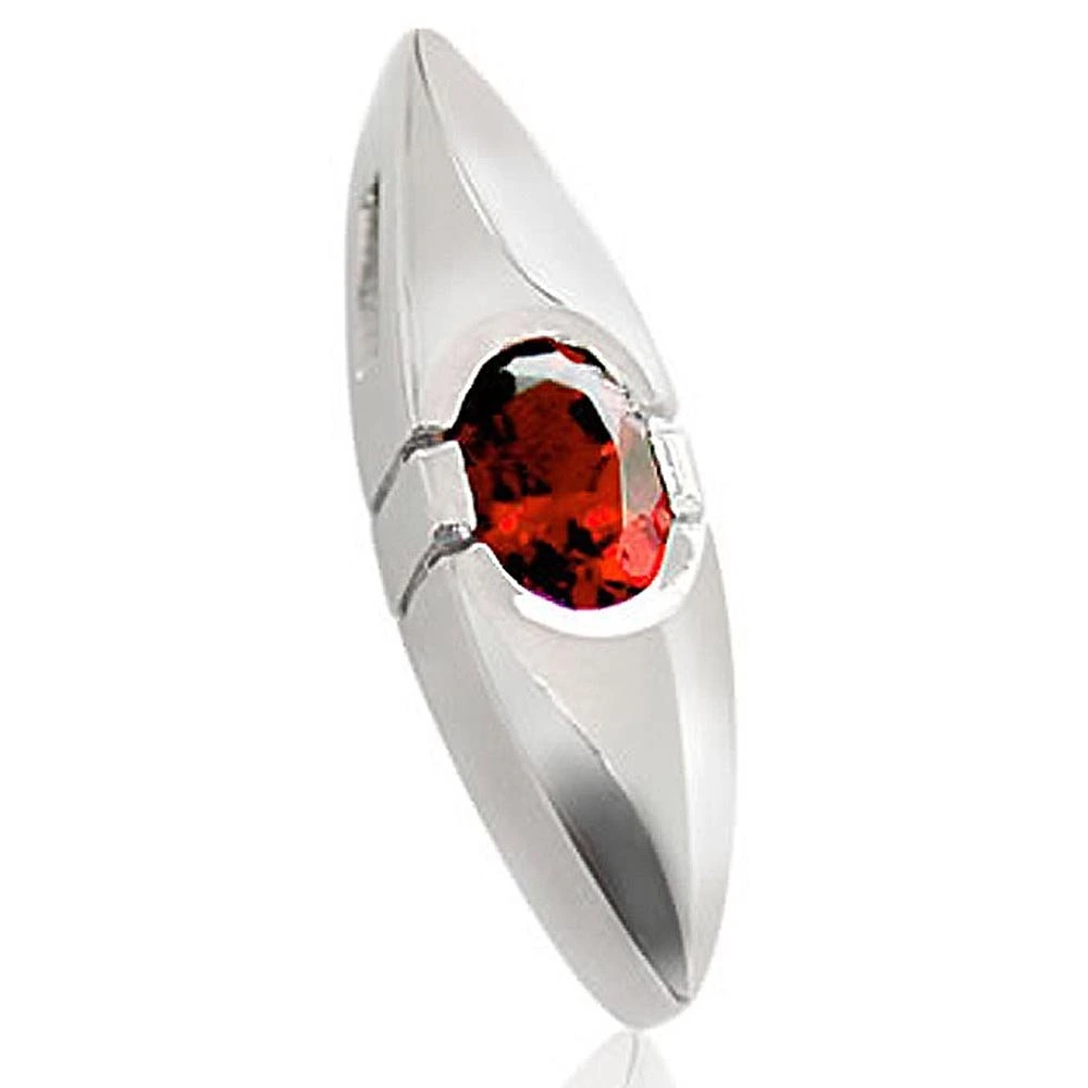 Marquise shape Oval Red Garnet & Sterling Silver Pendant for Girls (SDS84)