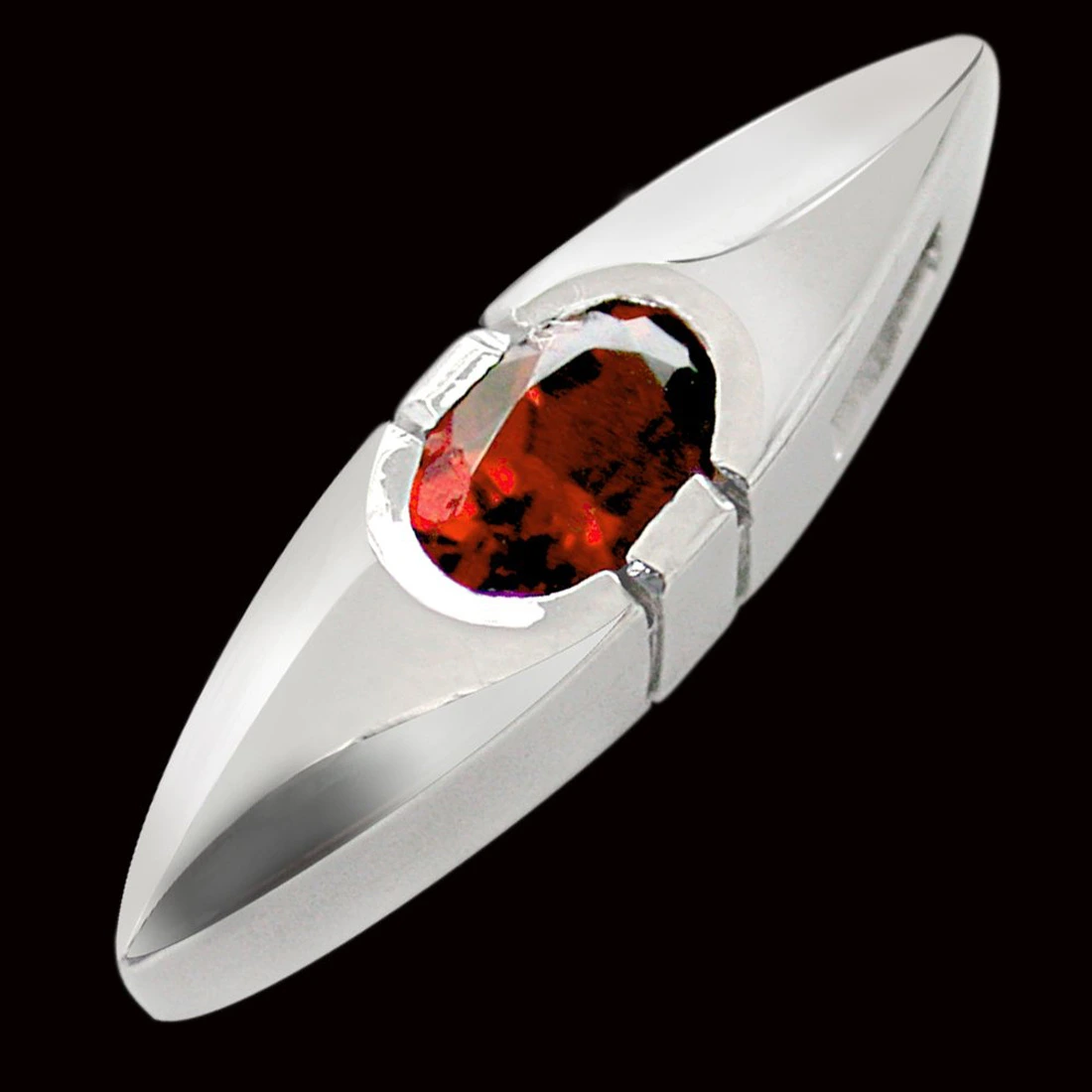 Marquise shape Oval Red Garnet & Sterling Silver Pendant for Girls (SDS84)