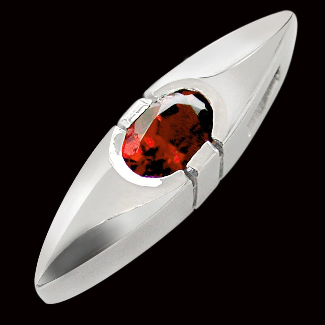 Marquise Shape Oval Red Garnet & Sterling Silver Pendant for Girls (SDS84)