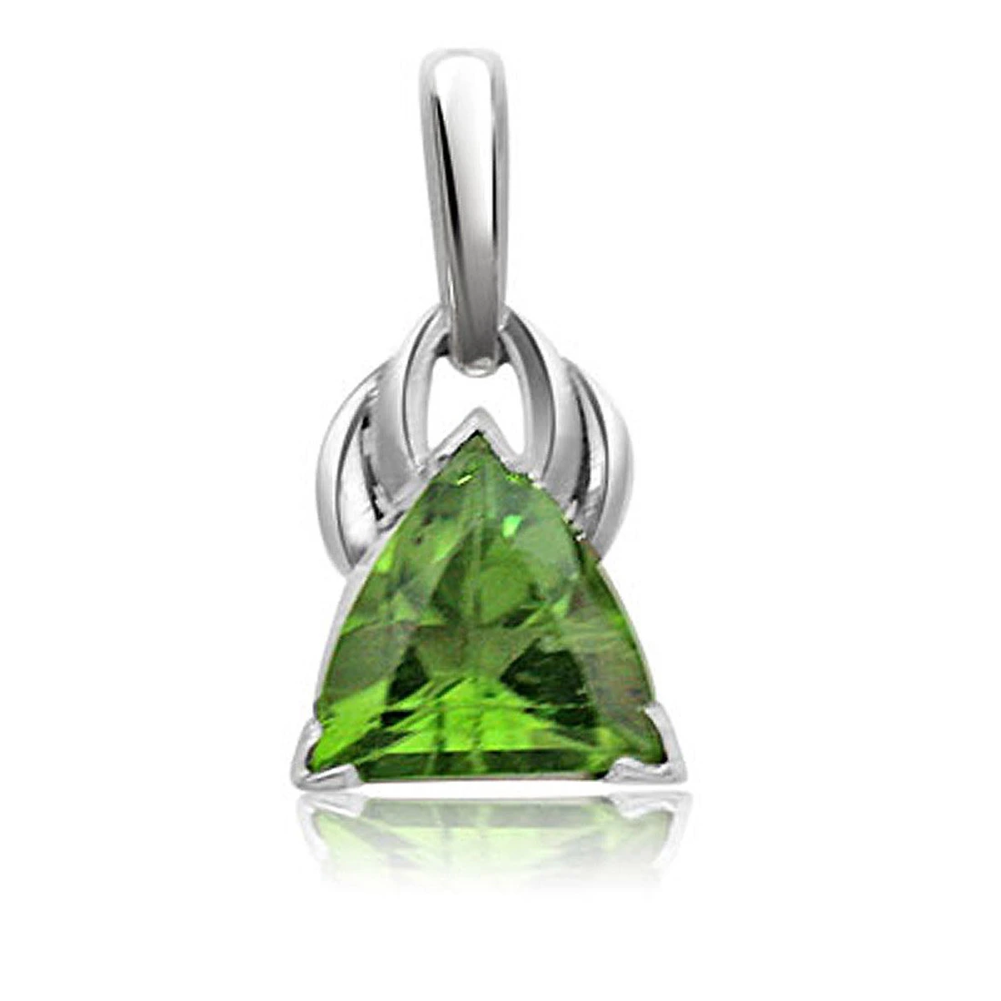 Trillion Shape Green Peridot & Sterling Silver Pendant for Girls (SDS94)