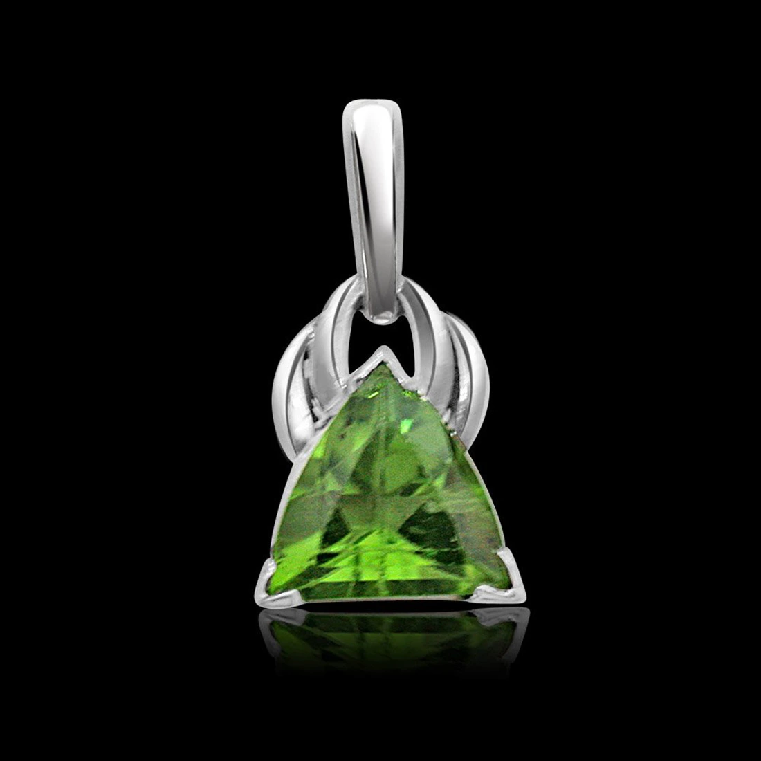 Trillion Shape Green Peridot & Sterling Silver Pendant for Girls (SDS94)