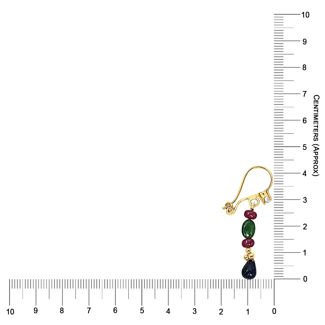 Real Drop Sapphire, Oval Emerald & Ruby Beads Hanging Earrings for Women (SE128)