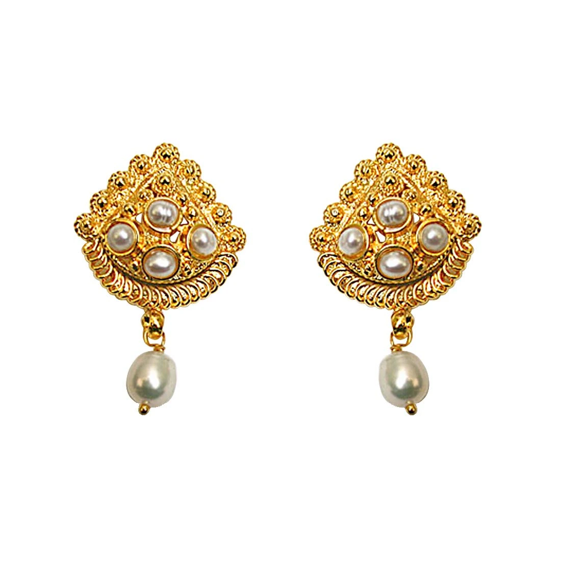 24kt Gold Plated & Freshwater Pearl Earrings for Women (SE140)