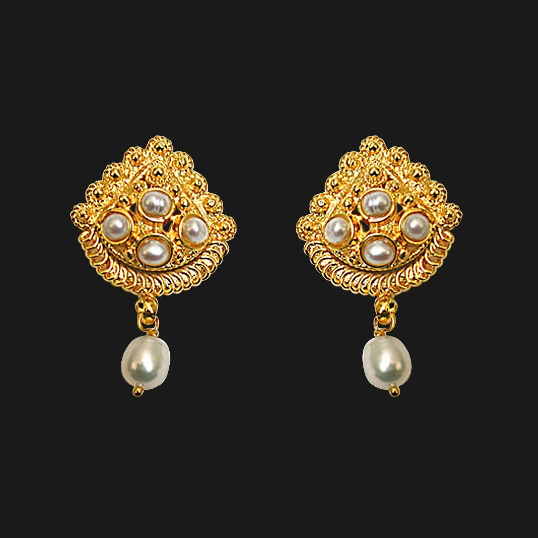 24kt Gold Plated & Freshwater Pearl Earrings for Women (SE140)