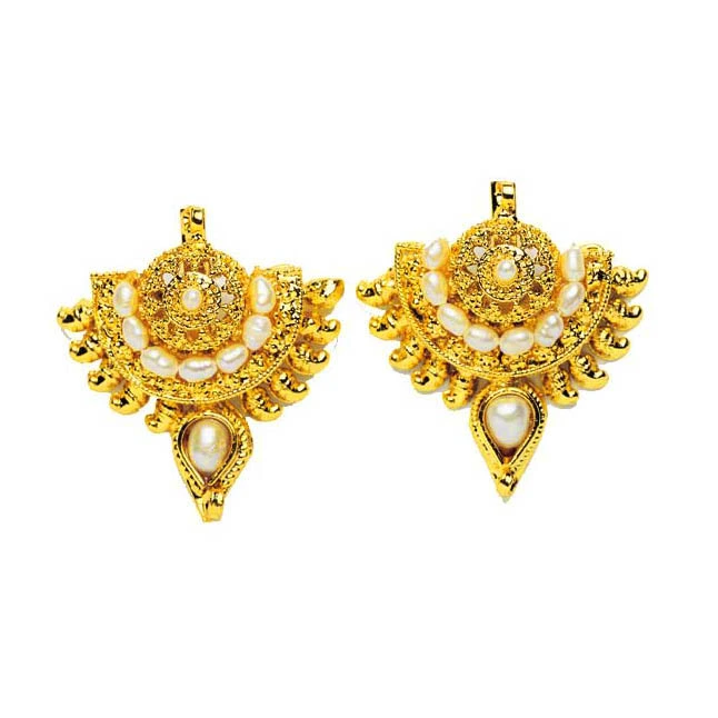 Grand Finesse - Real Pearl and Gold Plated Drop Shape Earring (SE16)