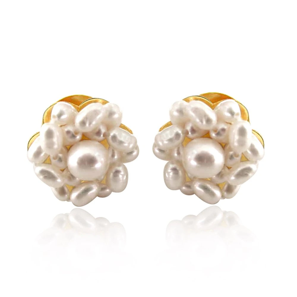 Lustrous Pearl Beauties - Real Rice Pearl Kuda Jodi Earring for Women (SE17)
