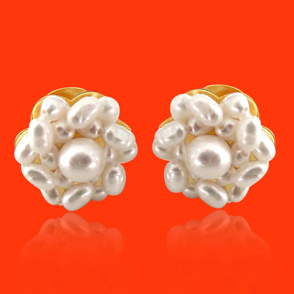 Lustrous Pearl Beauties - Real Rice Pearl Kuda Jodi Earring for Women (SE17)