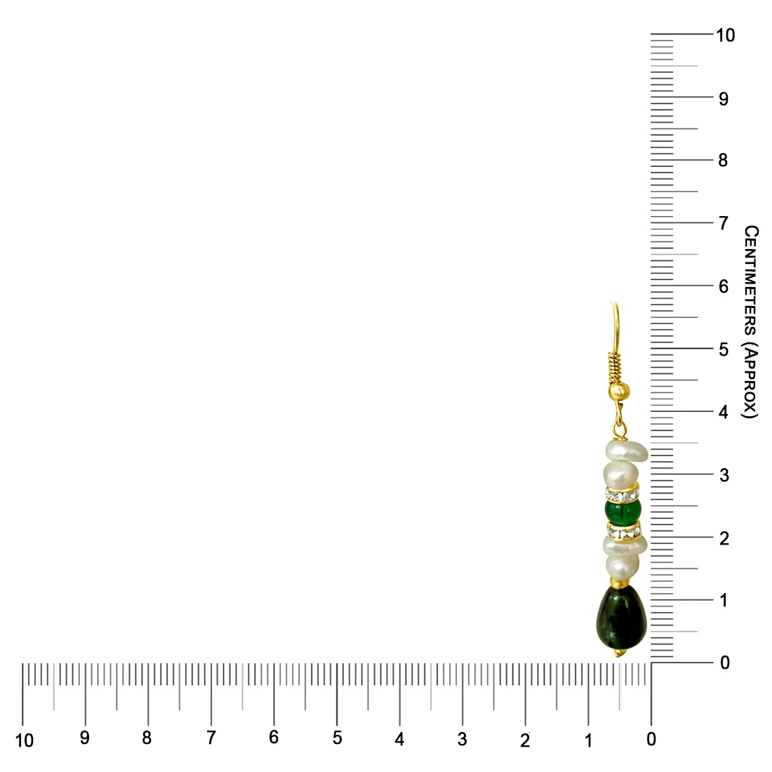 Real Freshwater Pearl & Drop Green Stone Hanging Earring for Women (SE189)