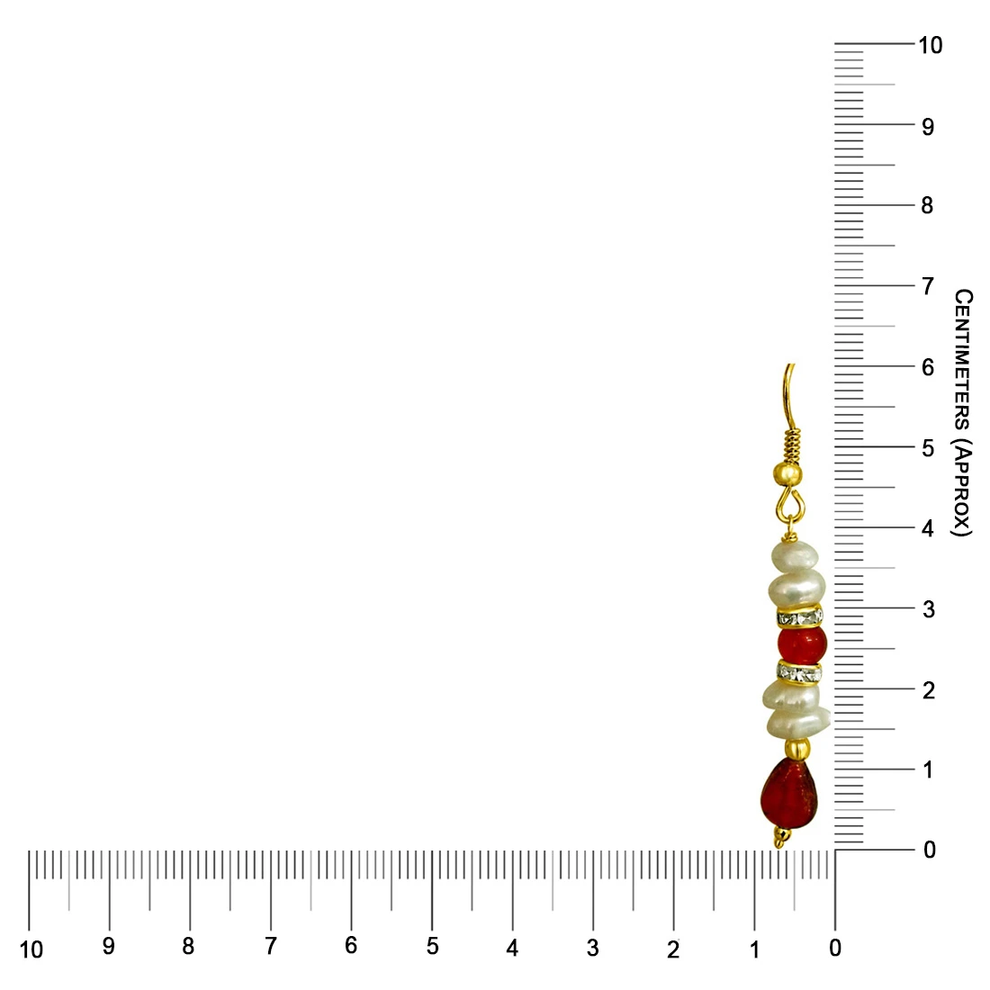 Real Freshwater Pearl & Drop Red Stone Hanging Earrings for Women (SE196)