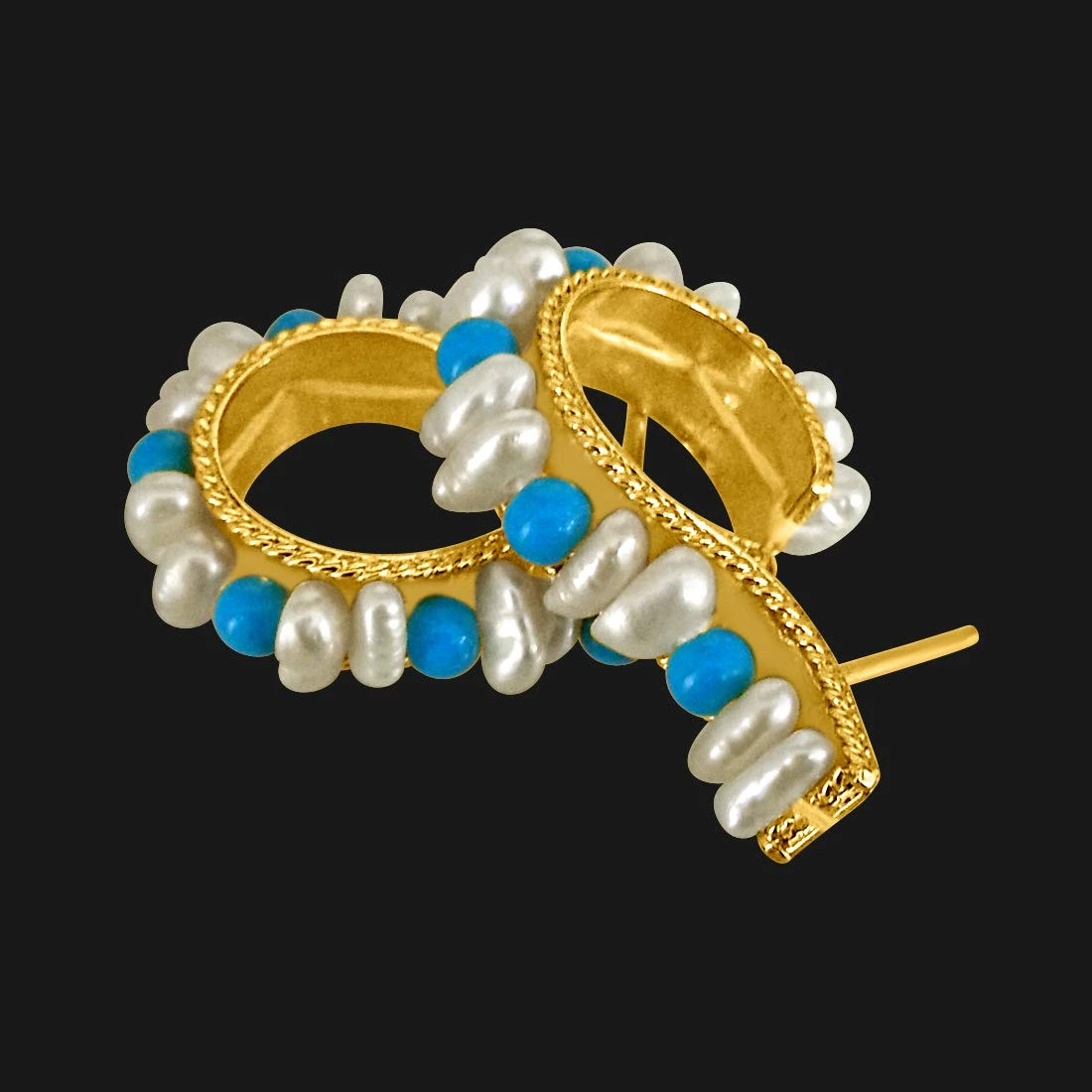 Real Pearl & Turquoise Bali Style Earrings (SE198)