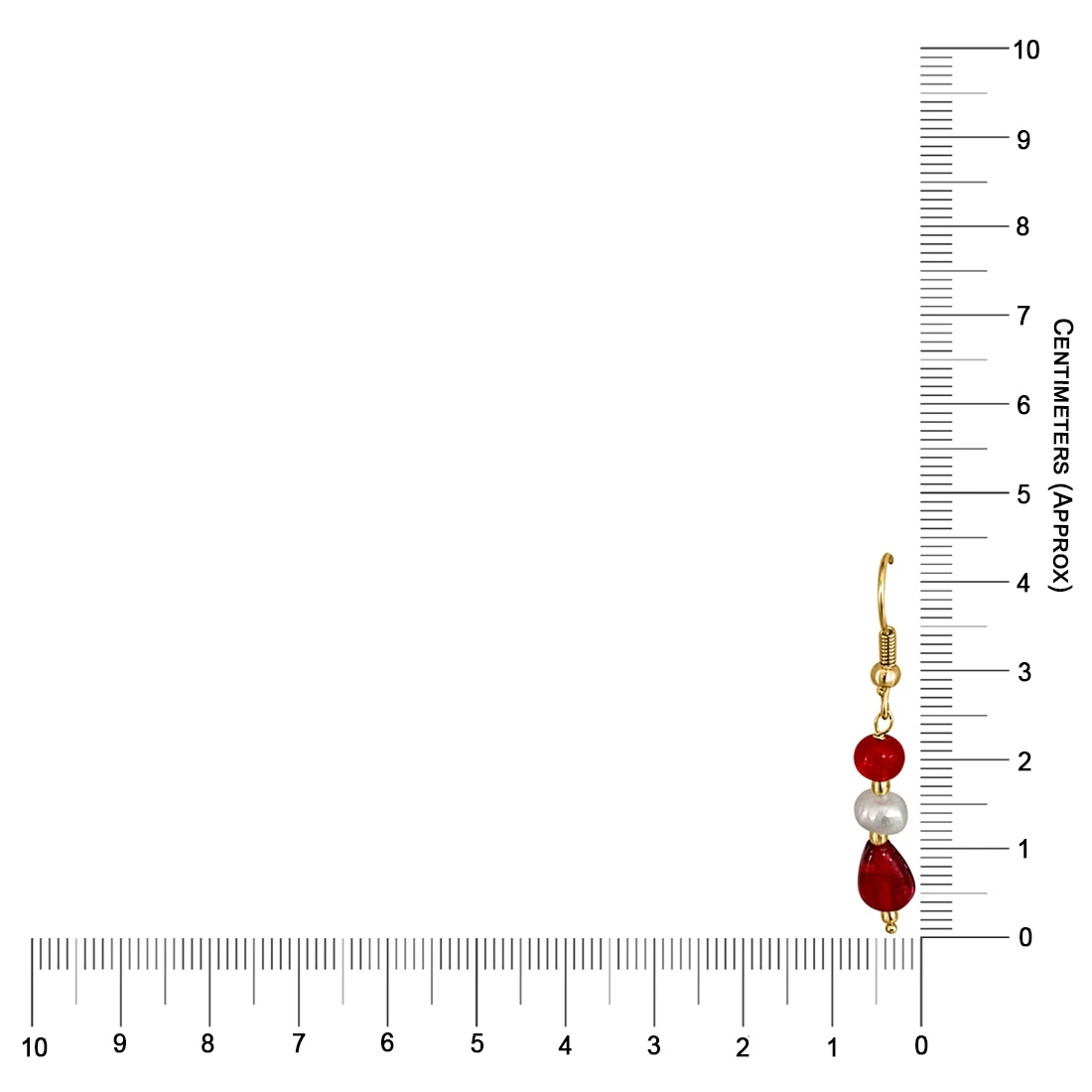 Dangling Pearl & Red Stone Earrings for Women (SE199)