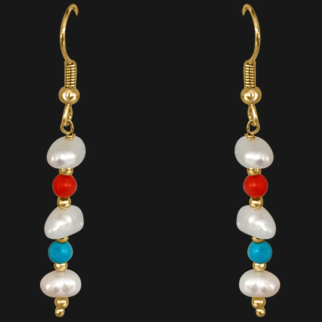 Real Coral, Turquoise & Freshwater Pearl Earring for Women (SE205)
