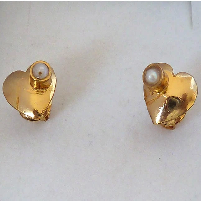 Love You Twice - Pearl & Silver Gold Plated Earrings (SE232)