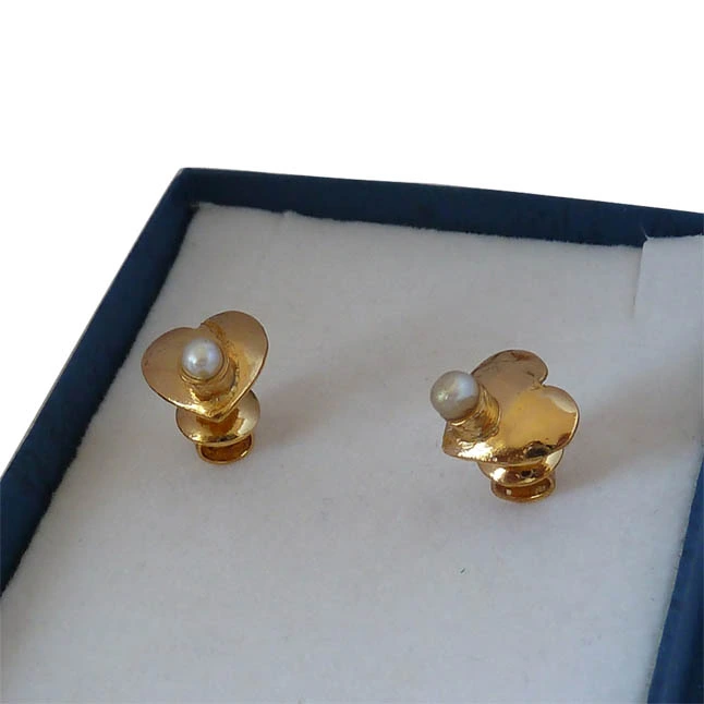 Love You Twice - Pearl & Silver Gold Plated Earrings (SE232)