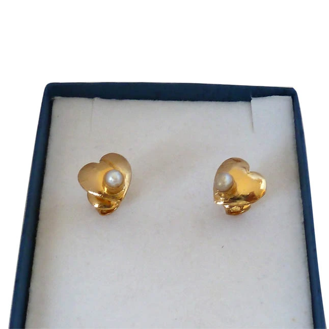 Love You Twice - Pearl & Silver Gold Plated Earrings (SE232)