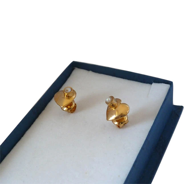 Love You Twice - Pearl & Silver Gold Plated Earrings (SE232)