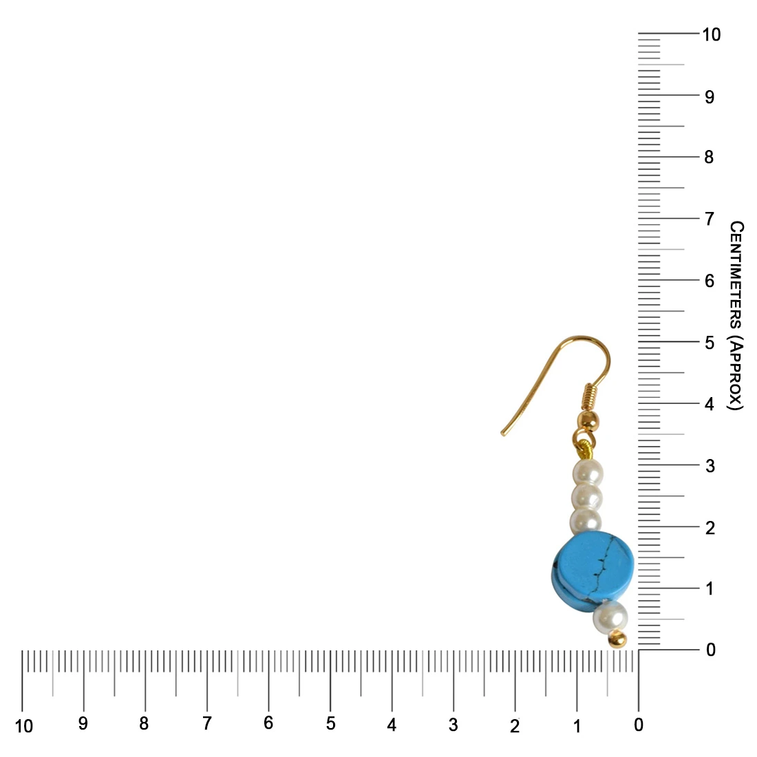 Gold Plated Hanging Earring with Blue Turquoise and White Shell Pearl for Women (SE258)