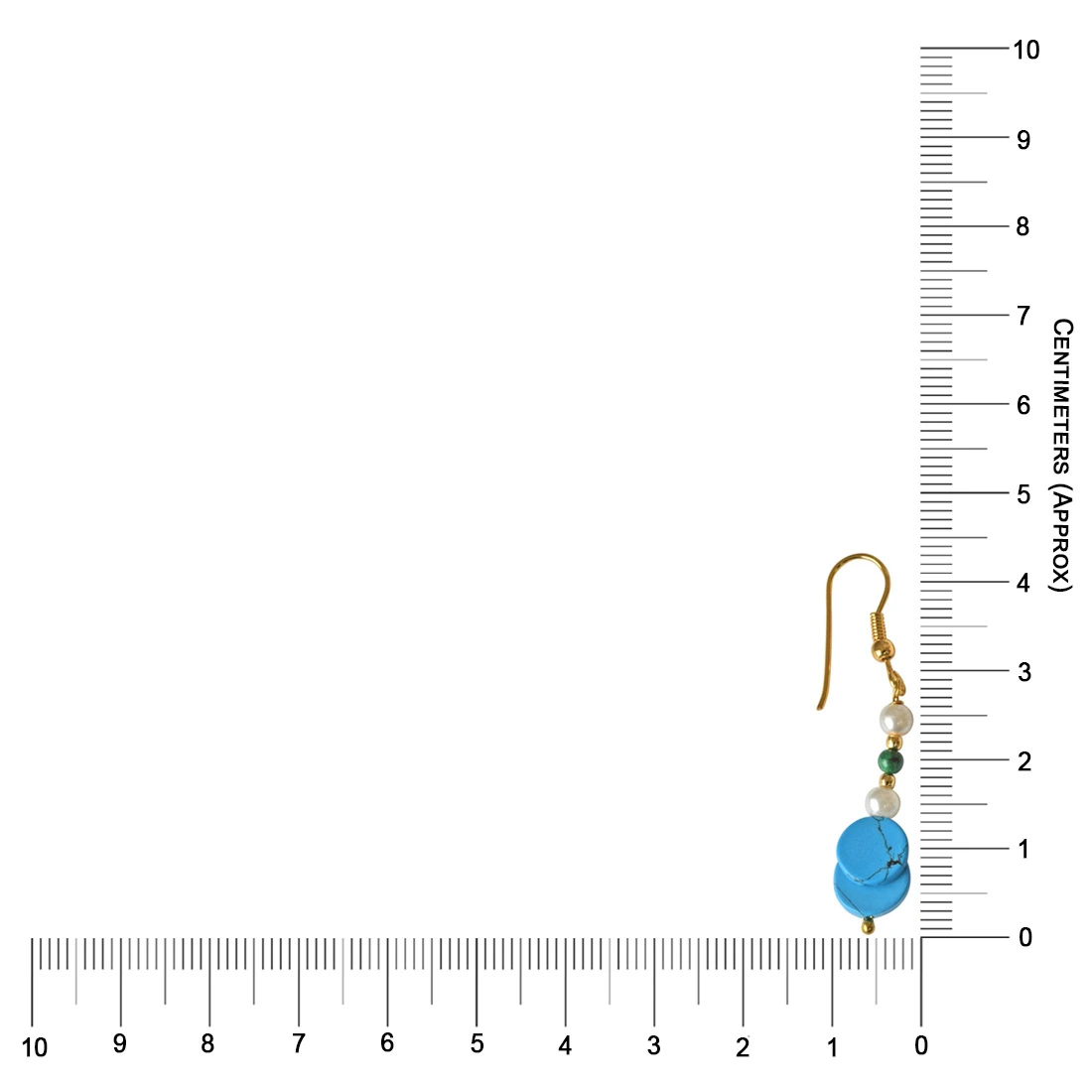 Gold Plated Hanging Earring with Pearl, Malachite and Turquoise Gemstones for Women (SE259)